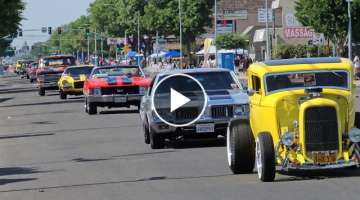 American Graffiti festival 50th anniversary car show parade classic cars hot rods old school truc...