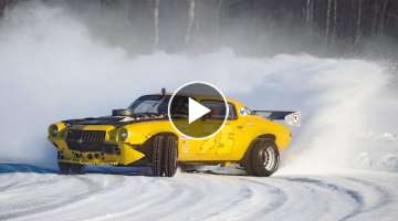 Camaro ice racing with duallys!