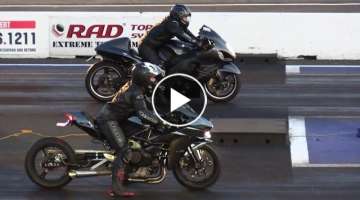 Hayabusa vs H2 Kawasaki Ninja-rematch- - superbikes drag racing