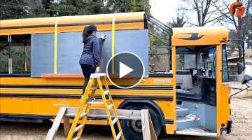 Couple Transforms Bus into Amazing Mobile Home | Start to Finish Build by @lifeanywhere