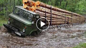 Extreme Dangerous Biggest Logging Wood Truck Driving Skills Heavy Equipment Loading Climbing Work...