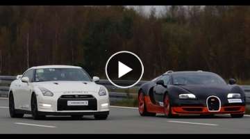 [4k] RACE Nissan GTR Alpha 12 vs Bugatti Veyron Vitesse 1200 HP Highspeed Oval SHORT VERSION (7 m...